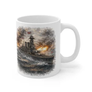 Naval Warfare - HMS Hood - Battle Scene - Mug