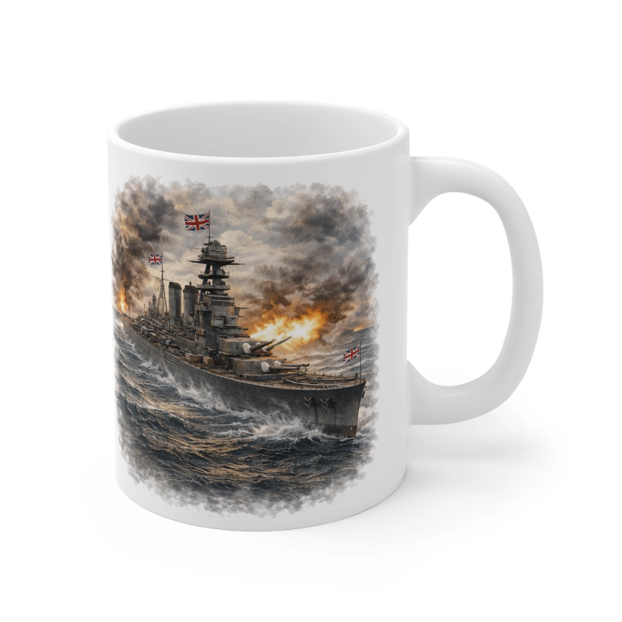 Naval Warfare - HMS Hood - Battle Scene - Mug