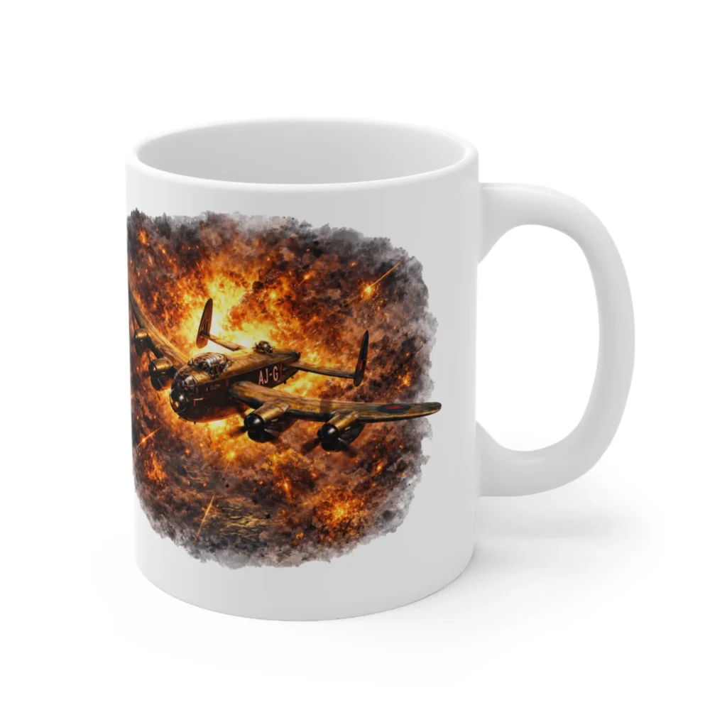 Explosion Mug RAF Legends - Lancaster Dogfight Explosion Scene - Mug