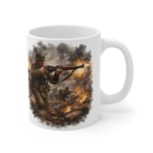 Ground Warfare – Lee Enfield Rifle – Battlefield Assault Scene – Mug