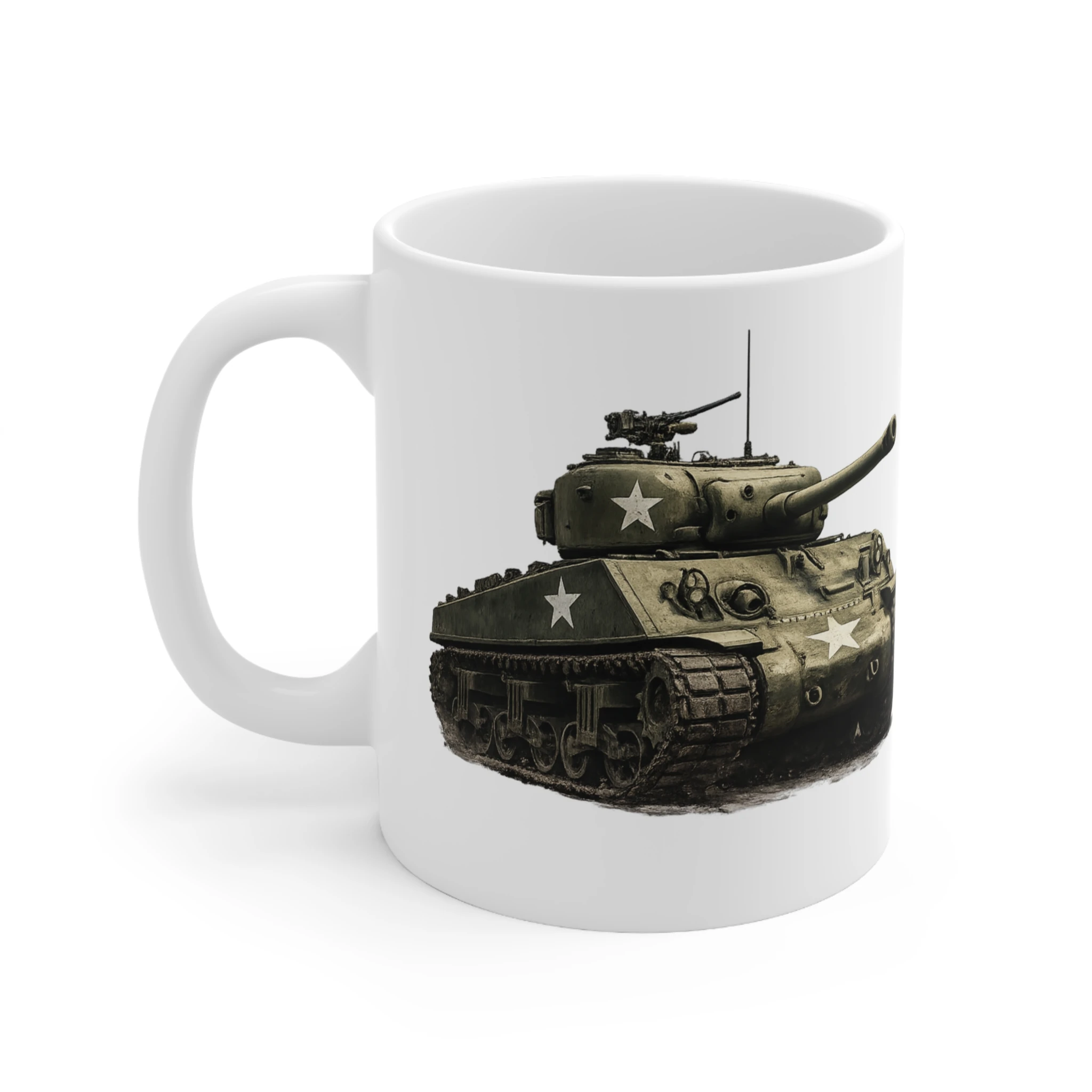 Ground Warfare - Sherman Tank Clean Cutout - Mug - Image 2