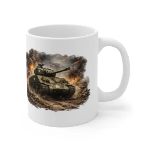 Ground Warfare - Sherman Tank Breakthrough Battle Scene - Mug
