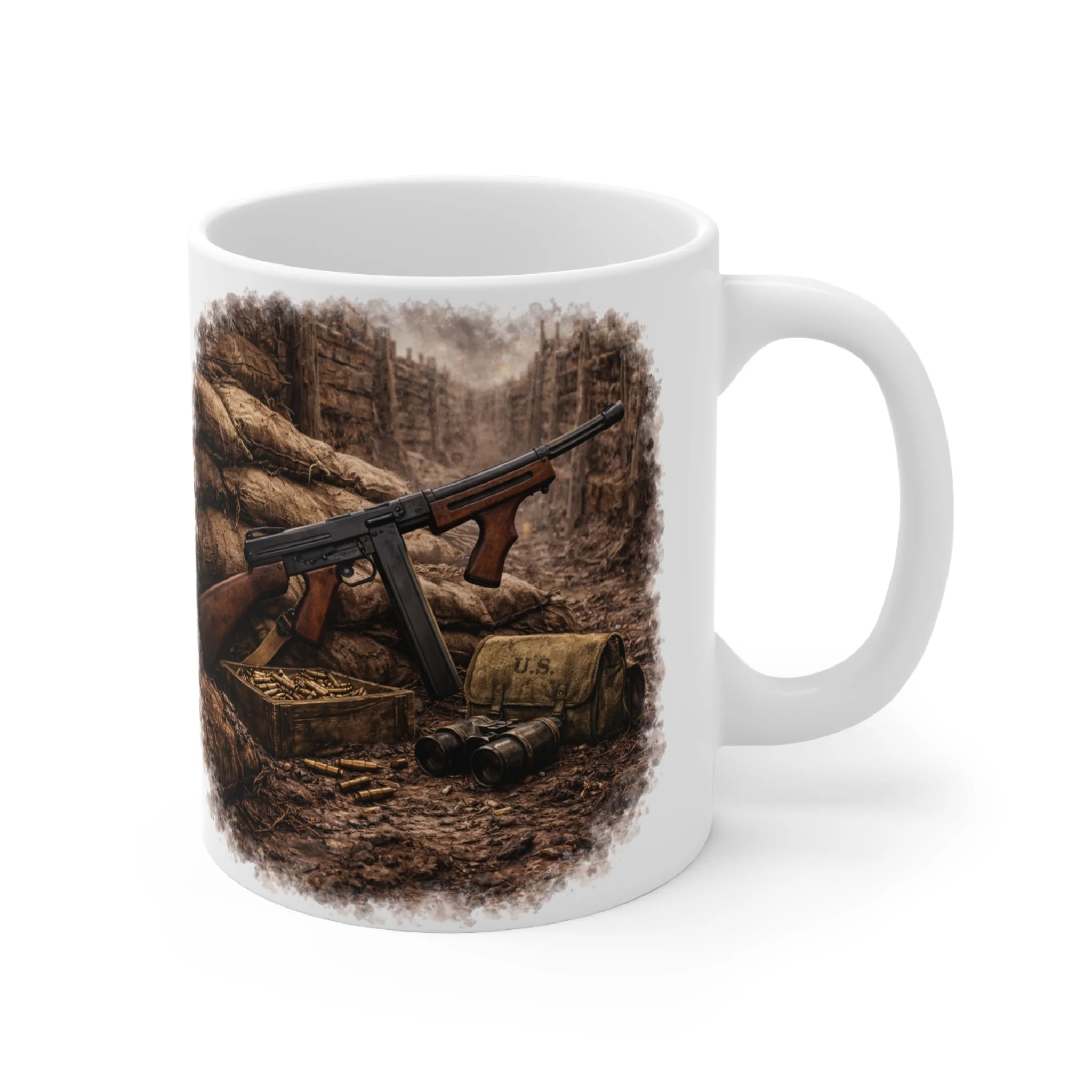 Ammunition & Weapons - Thompson Submachine Gun - Trench Scene - Mug